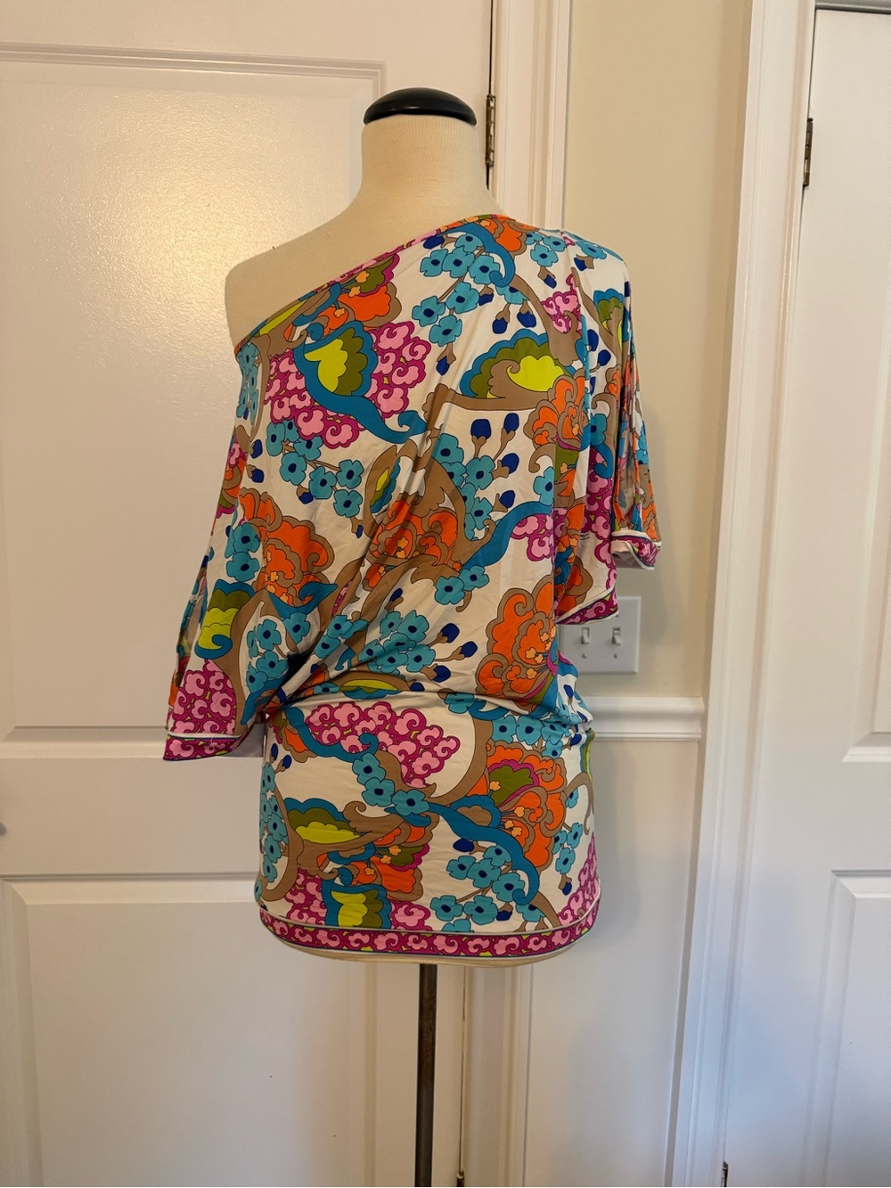 Trina Turk Multicolor Floral One-Shoulder Top